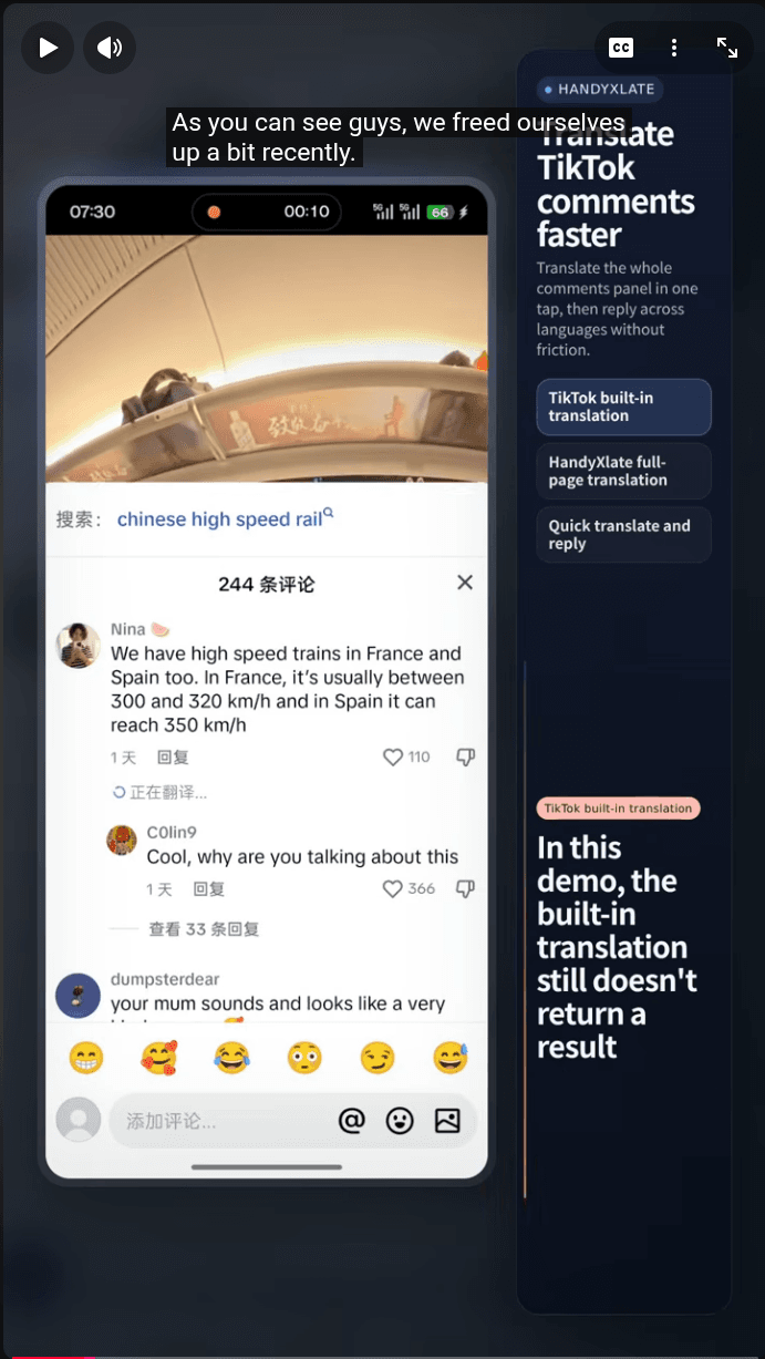Die offizielle TikTok-Kommentarübersetzung hängt auf Android im Ladezustand